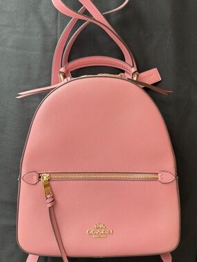Coach Pink Pebble Leather Mini Backpack with Gold Hardware